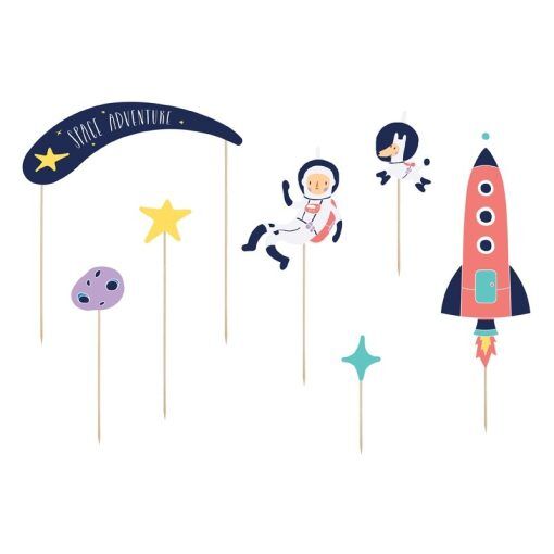 Cake toppers - Space Party - 7-pack - Kalasdekorationer