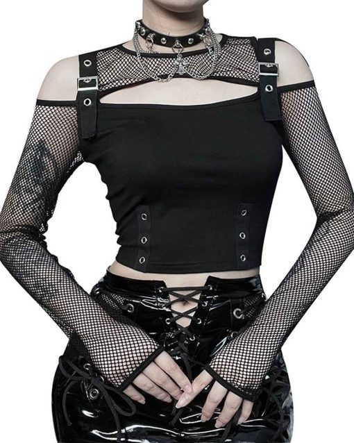 Svart Fishnet Topp Vortex (Storlek: M)