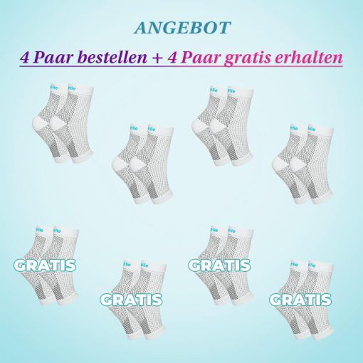 Norelie StepEase 360° Kompressionssocke - Linderung von Plantarfasziitis und Neuropathie - gegen Schmerzen unter den Füßen, L (39-41) / 4 Paar StepEase