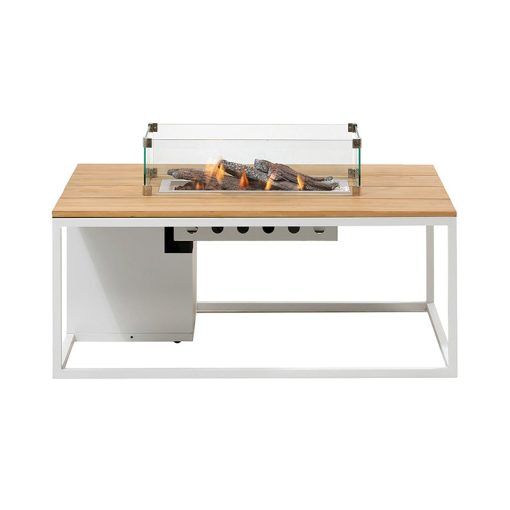 Cosiloft 120 Fire Pit Table, White and Teak