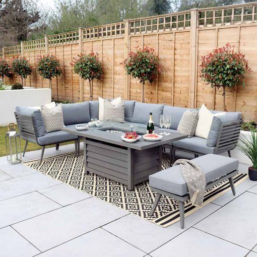 Mayfair Corner Lounge Set with Fire Pit Table & Bench