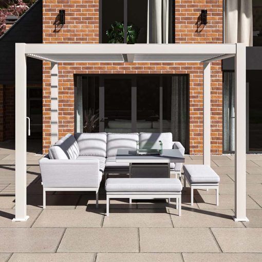 Como Aluminium Outdoor Garden Pergola - Various Sizes, White / 3m x 3m