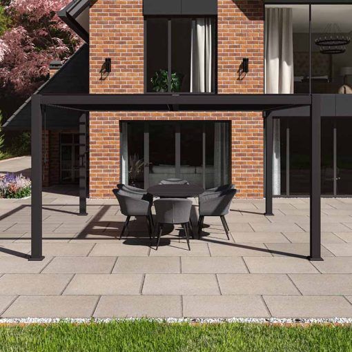 Como Aluminium Outdoor Garden Pergola - Various Sizes, Anthracite Grey / 4m x 4m