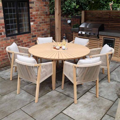 Roma 6 Seater Dining Set with Deluxe Rope Chairs