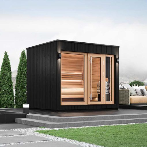 Saunum AirCube One Outdoor Sauna, Saunum Experience 9kW / I-Shaped (Alder)