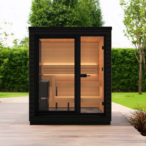 Saunum Classic Mini-Mini Outdoor Sauna 2-3 Person, Saunum Experience 9kW / I-Shaped (Alder)