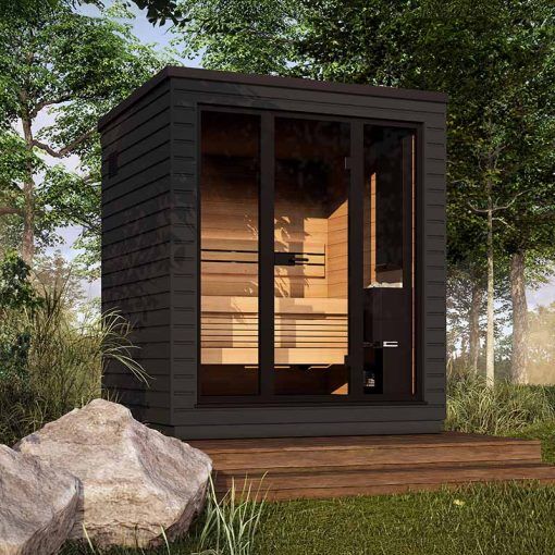 Saunum Classic Mini Outdoor Sauna 3 Person, Saunum Spa Session 9kW / I-Shaped (Alder)